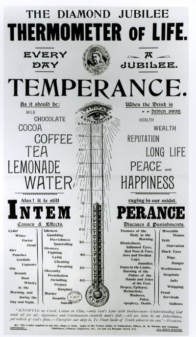 De Diamond Jubilee Thermometer of Life, gedrukt door M. M. Whelan and Company, 1897 door English School